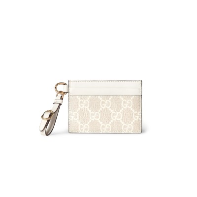 GUCCI GG EMBLEM CARD CASE WITH STRAP 819121 (10*7cm)
